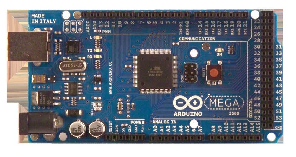The Arduino Mega 2560 is a microcontroller board based on the ATmega2560 (datasheet).