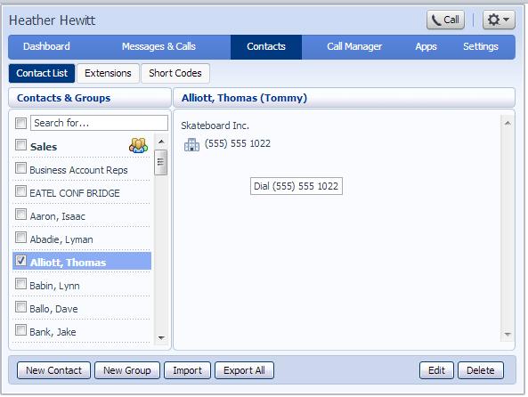 5.1.3 Editing a contact To edit a contact, follow these steps: 1. Select the contact you wish to edit from the list on the left hand side of the screen. 2. Click Edit. 3. Modify or add any details. 4.