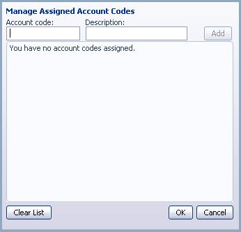 9.2.3 Personal account codes To view and edit your personal list of valid account codes, click on the Personal link: Figure 54: Personal account codes To edit your list of valid account codes, click