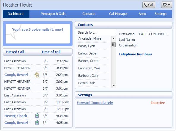 3 CommPortal Dashboard The CommPortal Dashboard is shown when you log into CommPortal and gives you an at- a- glance summary of your phone line.