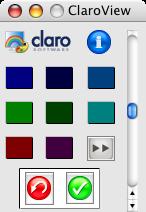Choose the colour of your screen tint by clicking on one of the eight common colours. The selected colour is shown in the background, behind the Set and Reset buttons.