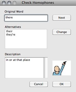 Homophones Features The following explains each of the homophone options: Show Homophones Clicking this will turn the text colour of homophones to the selected colour (in Settings).