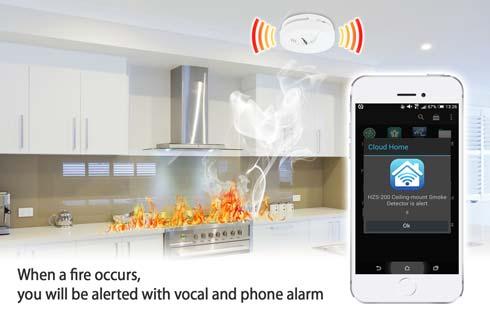 Vocal Smoke Alarm Horn PLANET HZS-200 is a Photoelectric Smoke Detector whose alarm of 85dB will be triggered upon detection of smoke coming from a fire or other burning sources.