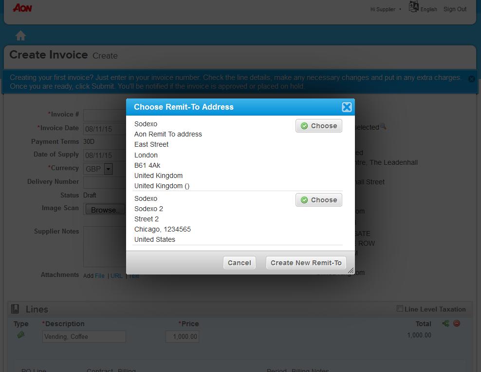 6. On the Create Invoice screen, input the invoice number into the Invoice # field.