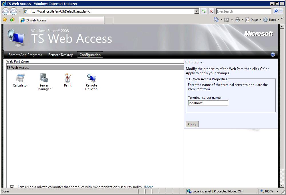 Configure TS Web Access to