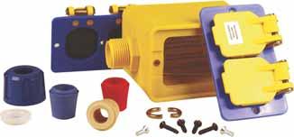 elastomer (TPE) these non-conductive boxes are crush proof and resistant to jobsite oils Supplied with cord grip bushings that accommodate #16/3 SO through #12/3 SO cord High-visibility dual-color