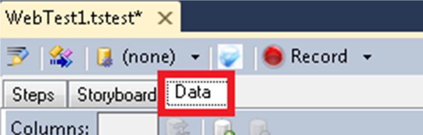 Click the Local Data button in the Test Views ribbon or the Data tab in Visual Studio.