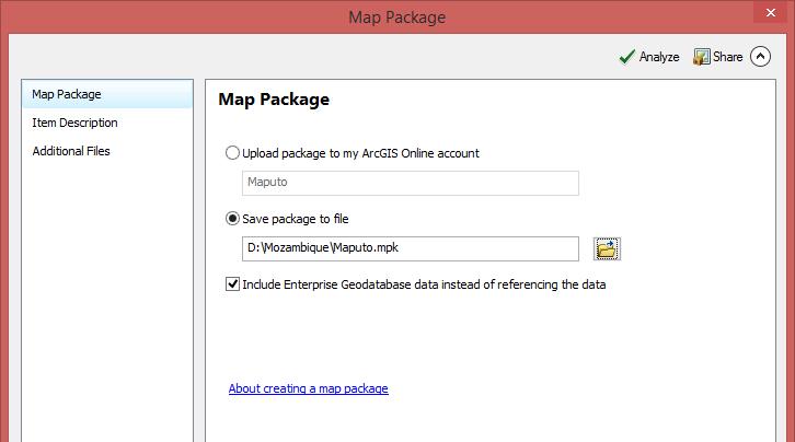 Creating a map package Map packages (.mpk) make it easy to share complete map documents with others. A map package contains a map document (.