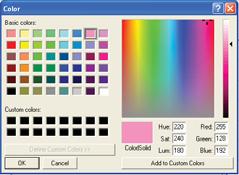 The gradient displayed in the window consists of the starting color in the center and the ending color at both ends.