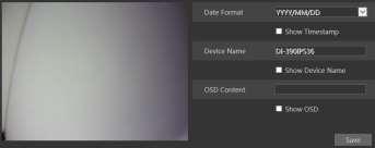 4.2.3 OSD Configuration Go to Config Image OSD: You may set the time stamp, device name and free OSD here.