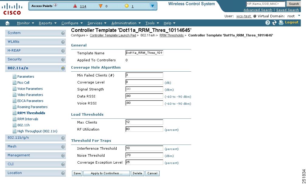 Configuring Controller Templates Chapter 12 The Applied to Controllers number is a link.