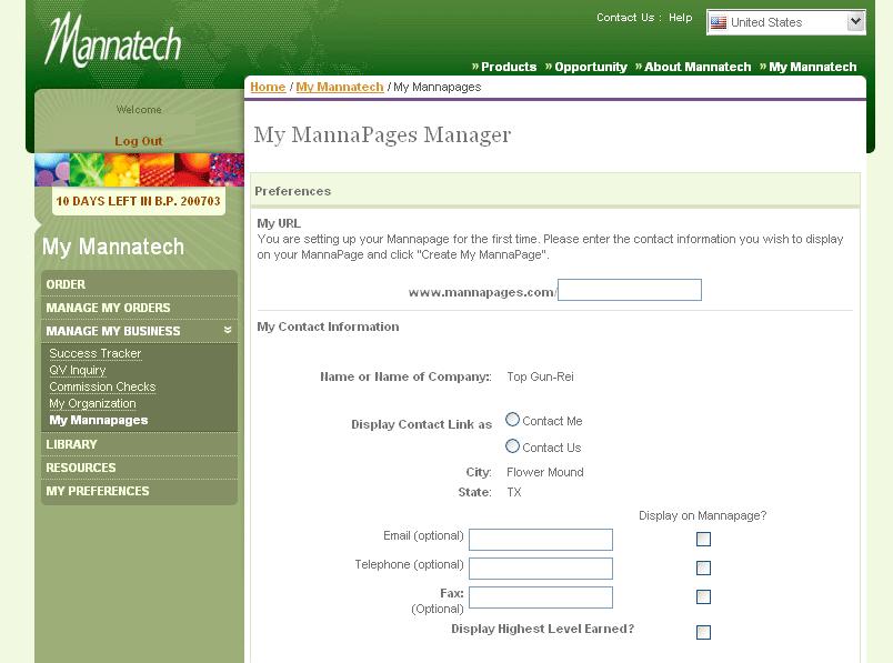 Create and Manage your MannaPage How to Create A MannaPage My MannaPages Manager My URL is the space where you enter the URL that you would like. Feel free to use a URL like, www.mannapages.