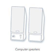 Speakers are used to play sound.