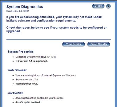 System diagnostics The messages, indicated in this graphic, is how your report should read.