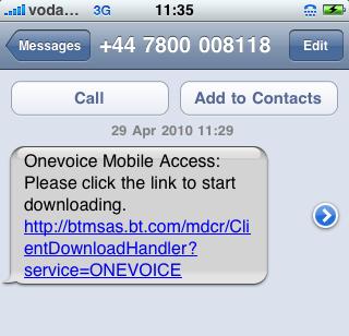 Over the Air activation - 2 When the user clicks on the SMS, it shows a welcome message and the URL for