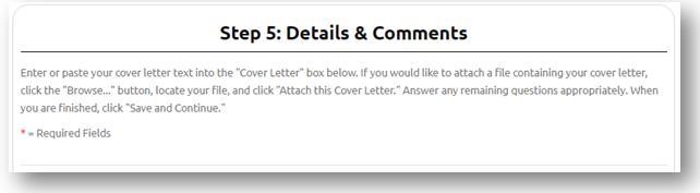 If you would like to attach a file containing your cover letter, click the
