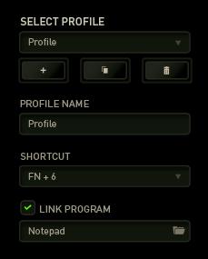 Profile A Profile is a convenient way of saving all of the changes you have made on your device. A single Profile can store numerous settings such as key assignments.