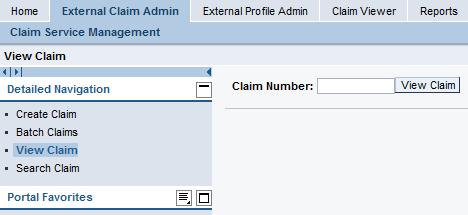 View Claim Function If you know the claim order number; you may use the View Claim function, available from the left navigation menu panel.