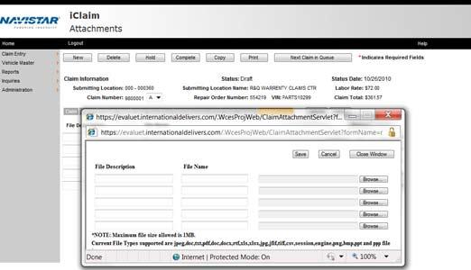 iclaim: Submitting Claims in iclaim: An Overview LESSON 3 Lesson 3: Working with iclaim Fields Uploading a File in iclaim to Send with a Claim Earlier, you reviewed the Attachment tab and its screen.