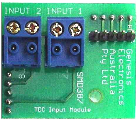 Two Door Controller Additional Input PCB layout: 2- Input PCB, GEN-046 The additional plug-in PCB board provides 2 additional inputs GEN-046 Input PCB Plugs directly on to the top of TDC Controller