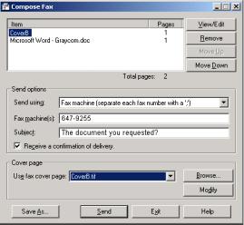 Configuring Desktop Messaging Standard 2.0 Using your custom Cover Pages when sending faxes When you want to fax a document to someone, this can be done from any program that produces printable files.