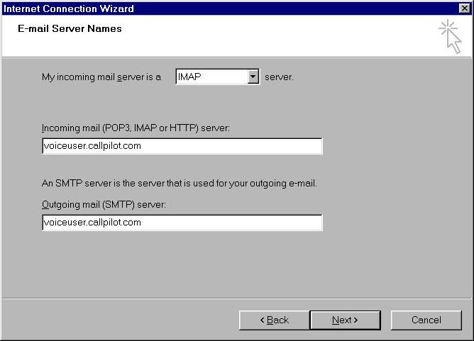 Configuring Desktop Messaging Standard 2.0 Outlook Express, Outlook 2000, or Outlook 98 To define your CallPilot mailbox settings 1 Choose Tools>Accounts. 2 Click the Mail tab.