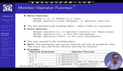 (Refer Slide Time: 07:10) In addition, we could also have operator functions, which are basically member functions.