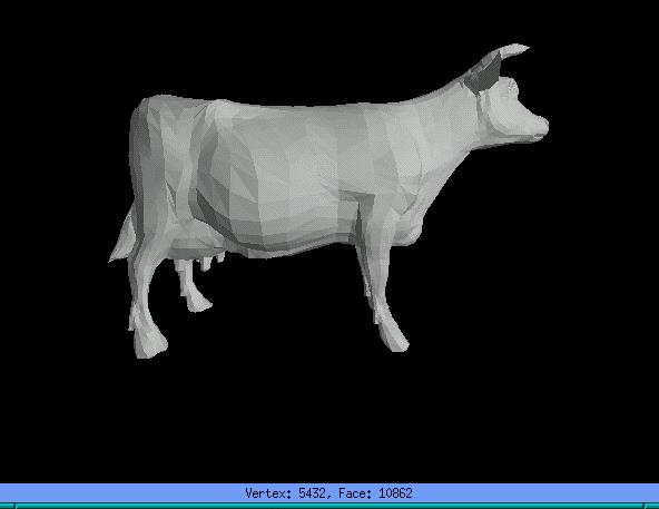 Figure 2: Viewing different levels of detail. Here, the cow on the left has 10,000 vertices, the cow on the right 100. Figure 4: Feature preservation along the bunny s leg.