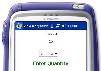 1) From the welcome screen, select View then Requisition Data. 2) To edit a quantity, select a line item on the display (left image below). 3) Press the Edit button on the lower left of the screen.