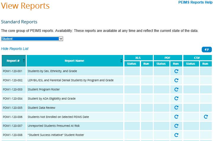 3. You are now on the View Reports tab. Here, you will select which report you want to run by making a selection in one of the drop downs: Standard Reports Reports are organized by Category.