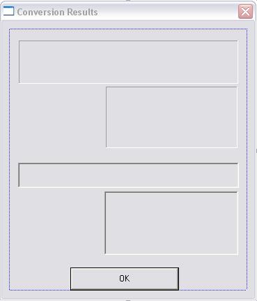 4.3 Graphical User Interface Development 42 4. a Conversion Results dialog box is designed to display encoding and decoding process results. Figure 4.6: Layout of Conversion Results dialog box 5.