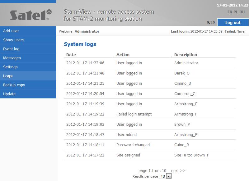 settings, save them on disk in the STAM-VIEW system