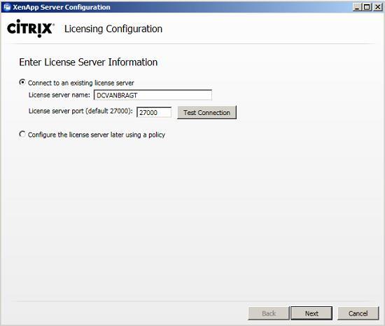 Figure 17: Specify the license server name and communication