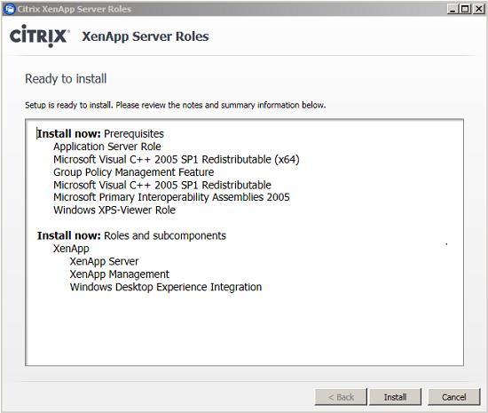 Figure 13: After the reboot, the XenApp Server Role Manager shows that the installation can be resumed.