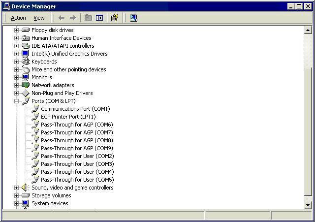 Problems with PC operation (3) Make sure that two or more COM ports have been registered in [Ports (COM & LPT)].