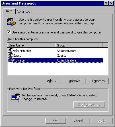 Problems with PC operation (2) When [Control Panel] opens, double-click [Users and Passwords].
