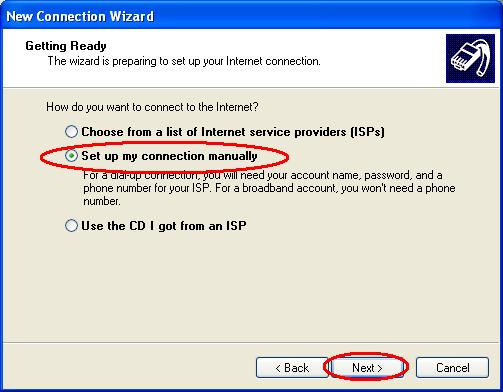 Choose Connect using a dial-up modem,