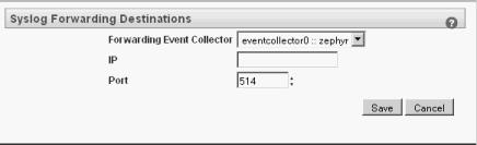 126 FORWARDING SYSLOG DATA Step 5 Step 6 Enter values for the parameters: Forwarding Event Collector - From the drop-down list box, select the deployed Event Collector from which you want to forward