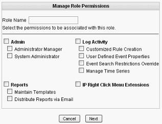 Managing Roles 9 Step 5 Enter values for the parameters. You must select at least one permission to proceed.