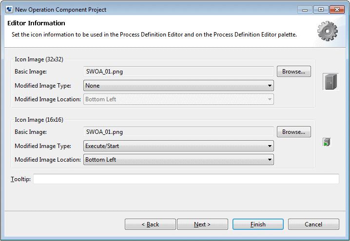 9. Select the image file for the icon to be used in the Process Definition Editor or in the palette of Process Definition Editor. 10.