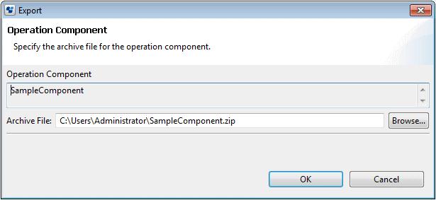 1. Right-click on an operation component project in the Operation Component Management view. Select Export Operation Component from the pop-up menu.