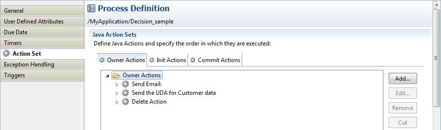 6. You can rearrange the order in which Java Actions are executed by highlighting the Java Action and clicking the Up or Down button.