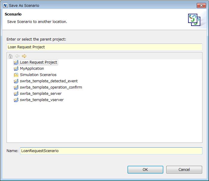 2. Select File > Save As. Figure 12.19 Saving a Scenario to a Different Name 3. In the Save As Scenario dialog, select the project where you want to save the scenario.