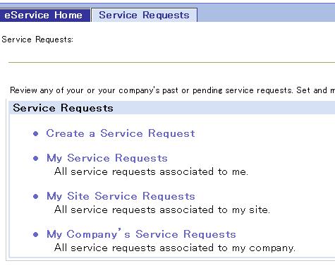 esmart Application - Service Request Tab At the Service Requests Tab There are 4 selections available: Create a Service Request : This is the direct link to Create a new Service Request My Service