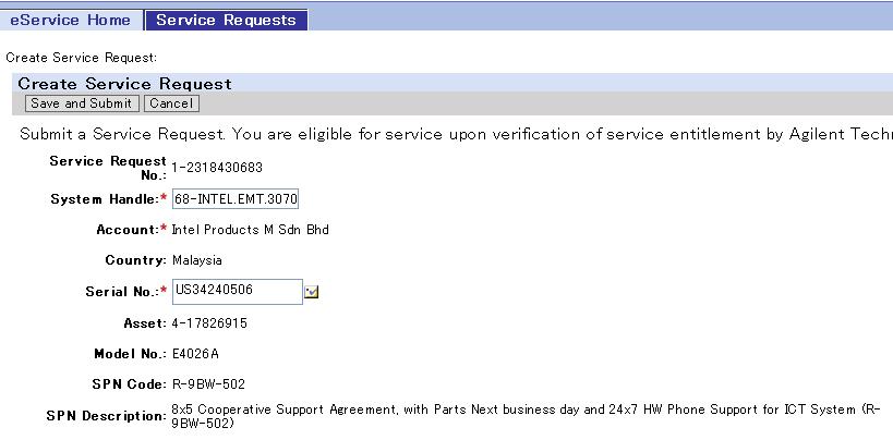 esmart How to Create a Service Request Based on the Serial # selected Asset #,