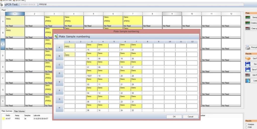 12.1 The white boxes can be filled in with details to assign a number or a short description to a PCR well.