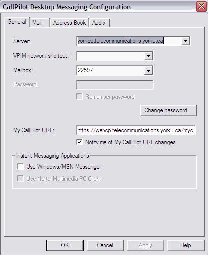 To view or change your mailbox settings: 1 In your Lotus Notes inbox, on the Actions menu, click CallPilot Desktop Messaging 2 Select CallPilot Configuration