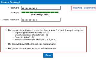 Password must rate Strong or higher on the Strength Meter.