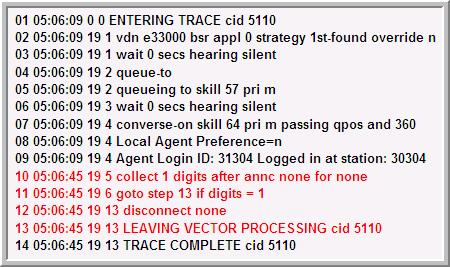 Callback Assist CTI installation Scenario 1: Customer requests a call back and is disconnected by the vector Figure 2 Call reported as DISCONNECT Lines 10 through 14, as highlighted in the graphic