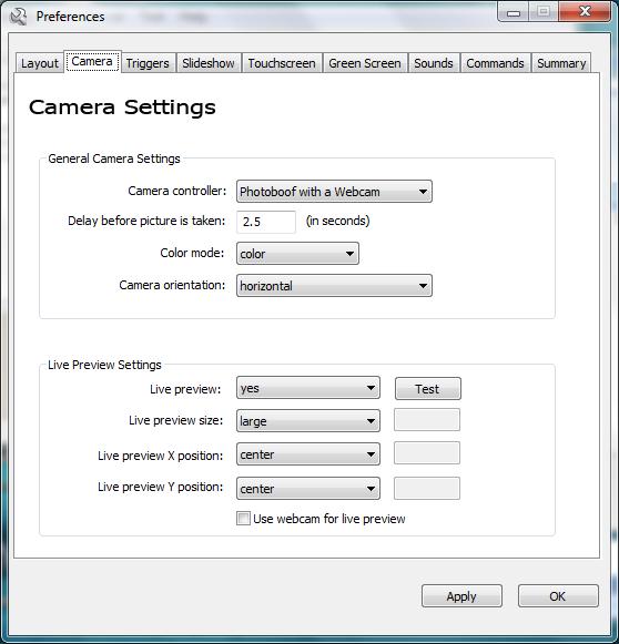 Ensure Photoboof with Webcam is your selected camera.